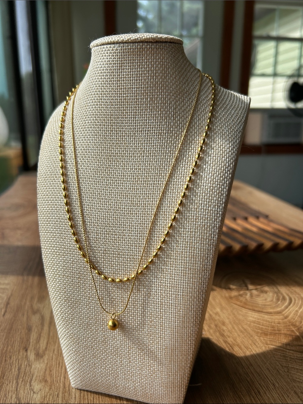 Layered Gold-Tone Ball Pendant Necklace Set